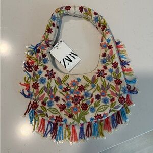 Zara Floral Embroidered Shoulder Bag